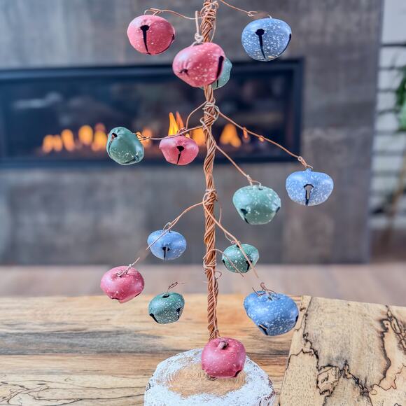 Primitive Rustic Country Christmas w Wire Trunk/Branches and Colorful Bells-22”H - Picture 3 of 6